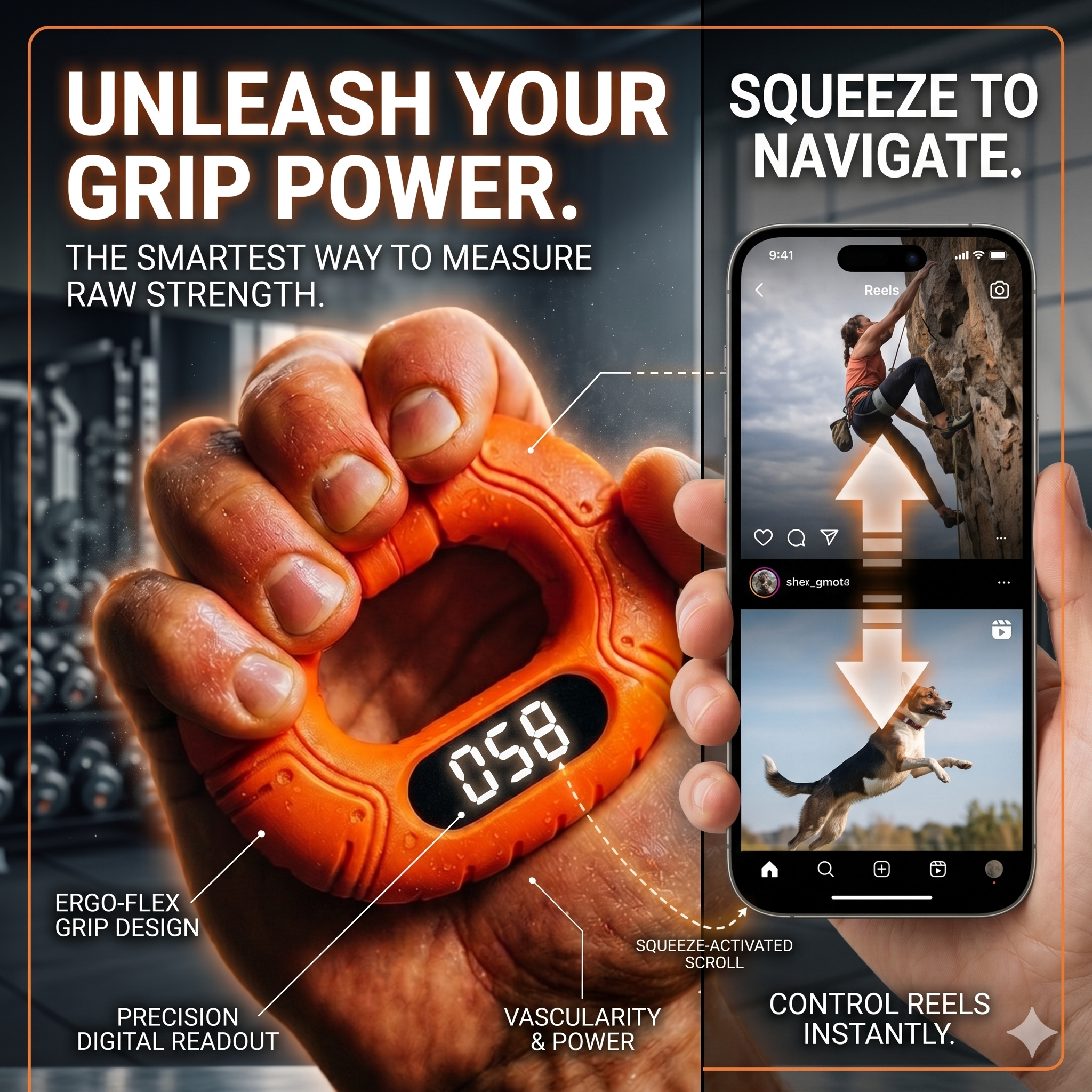 GripSync™ Smart Counting Hand Grip, Bluetooth Connected - Track Reps Automatically
